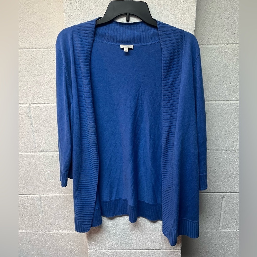 Talbots Women's Blue Open-Front Sweater